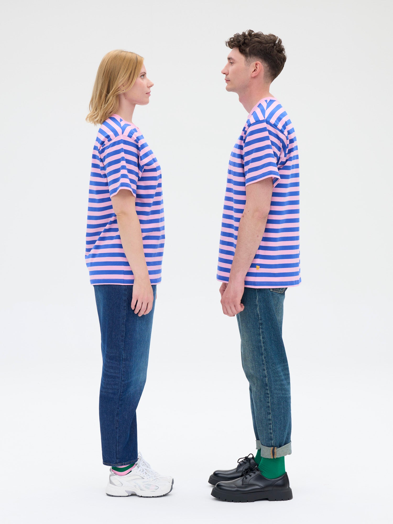 Unisex T-paita Novato Raita, Pinkki/Sininen