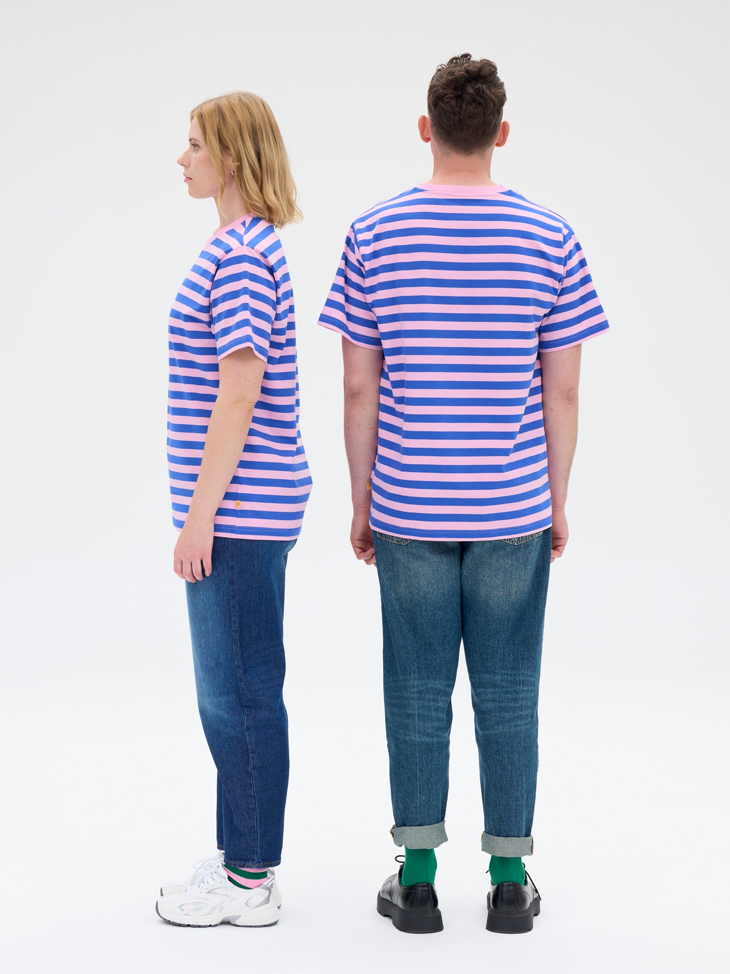 Unisex T-paita Novato Raita, Pinkki/Sininen