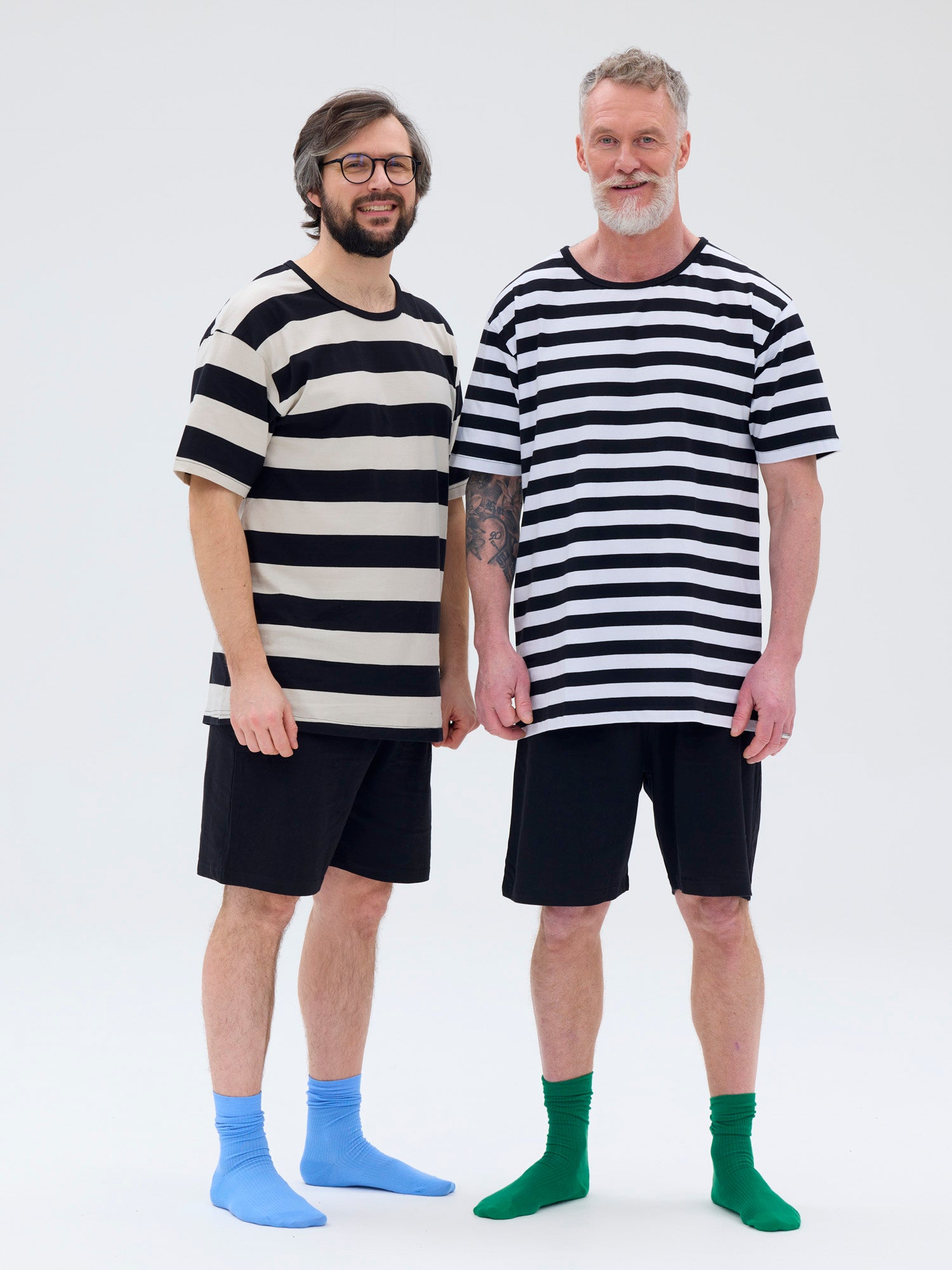 Short Pyjamas Stripe, Black/Sand