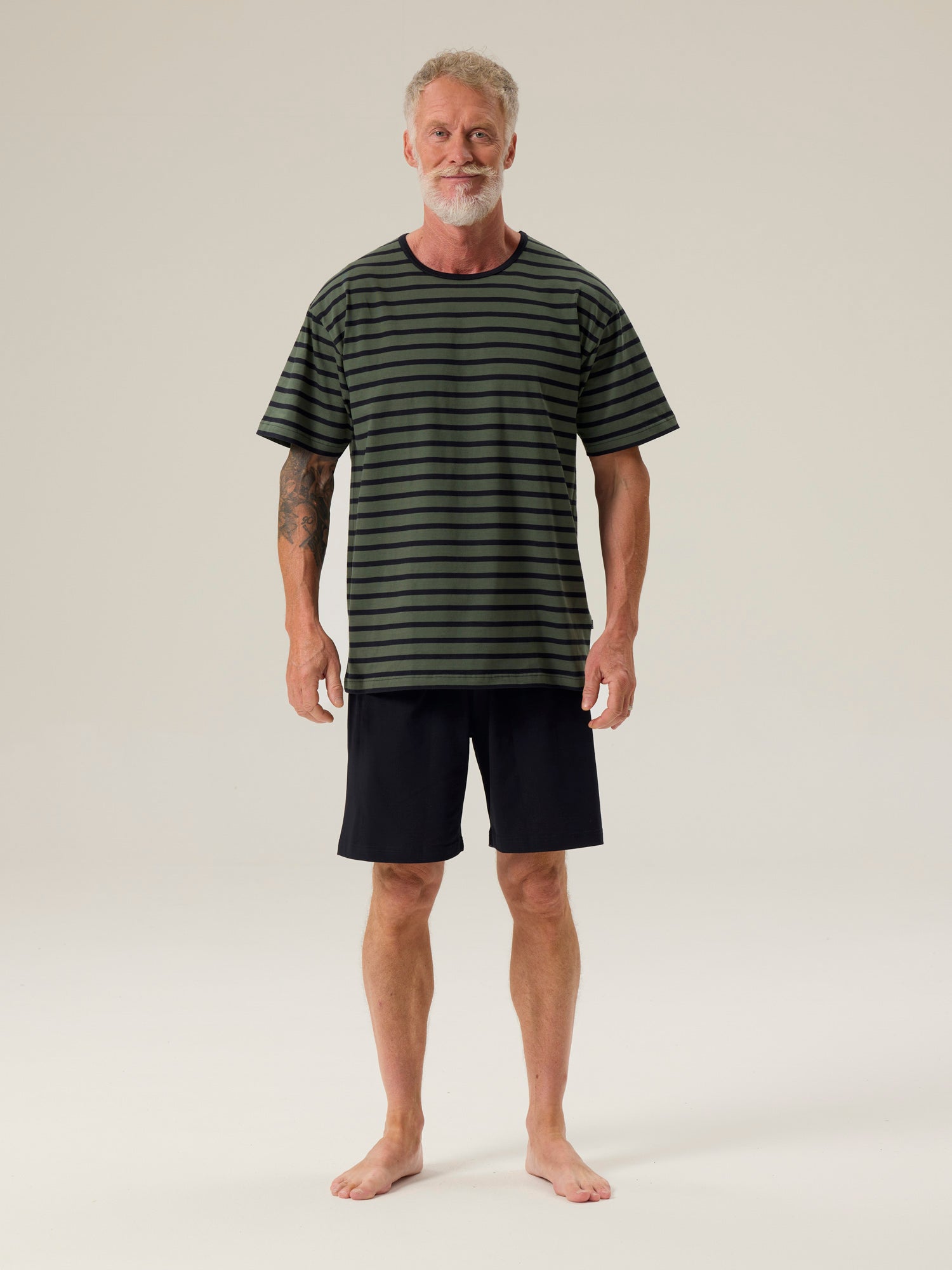 Short Pyjamas Stripe, Green/Black
