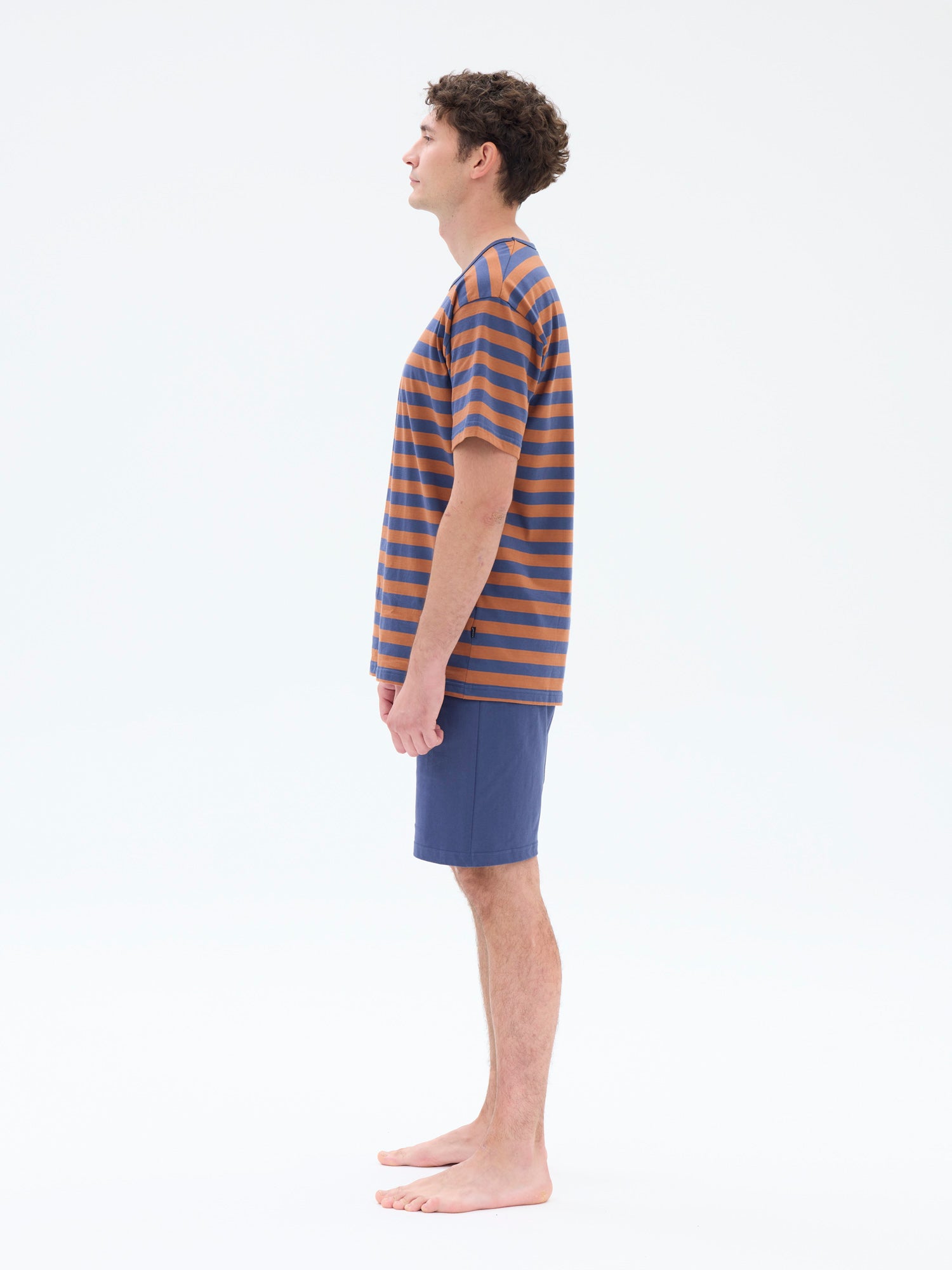 Shortsipyjama Raita, Tummansininen/Kupari