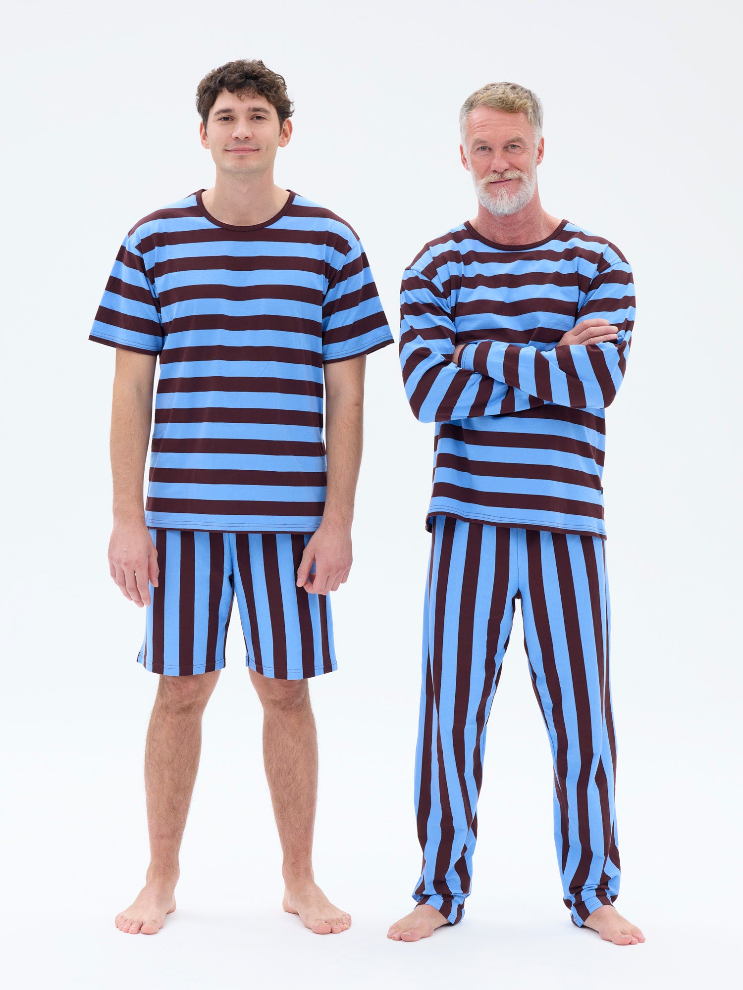 Miesten shortsipyjama Raita, Sininen/Viininpunainen