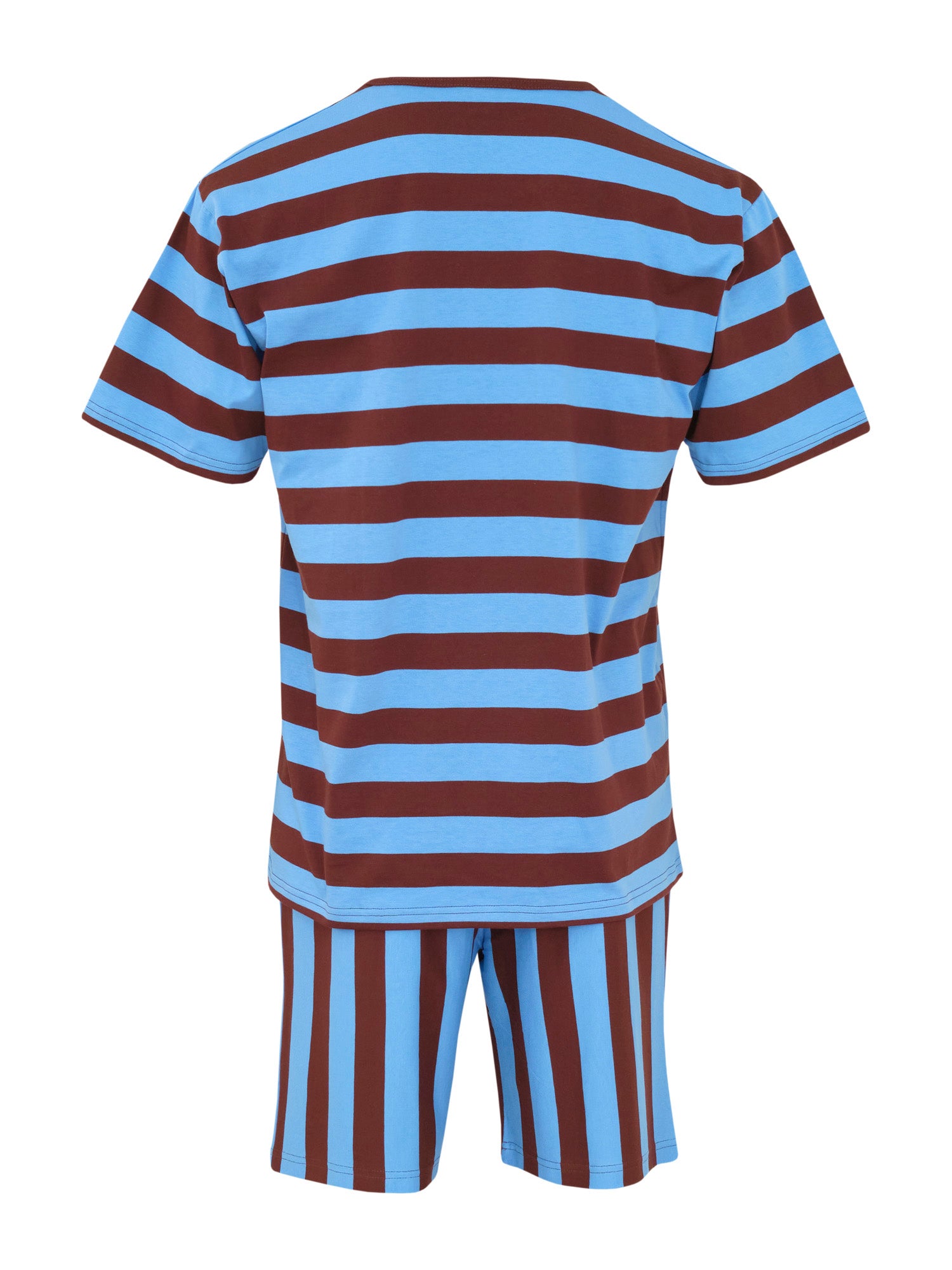 Men's striped short pyjamas, Blue/Burgundy