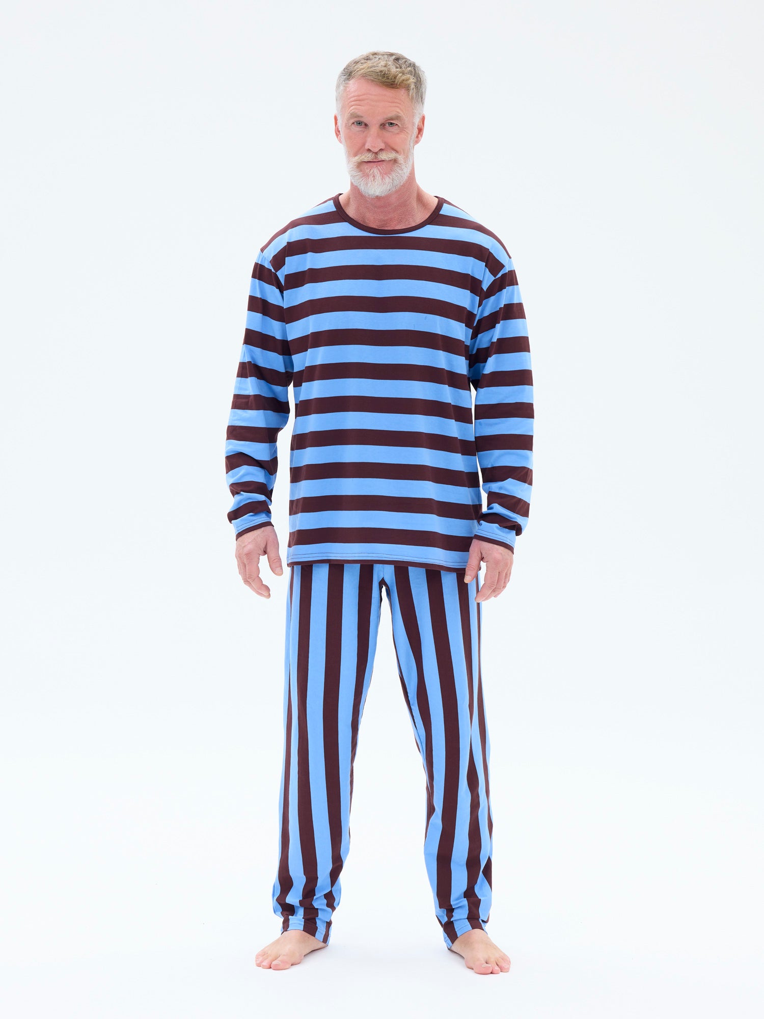 Miesten Pyjama Raita, Sininen/Viininpunainen