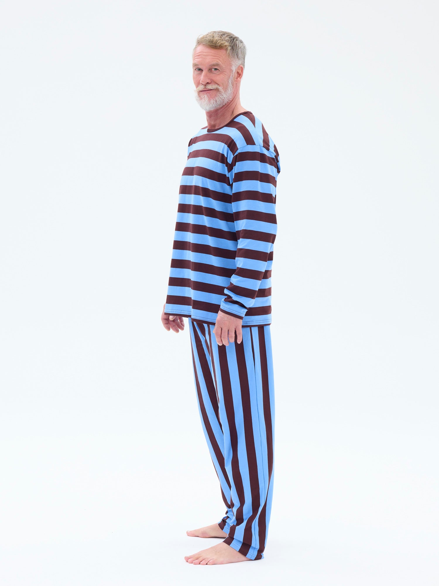 Miesten Pyjama Raita, Sininen/Viininpunainen