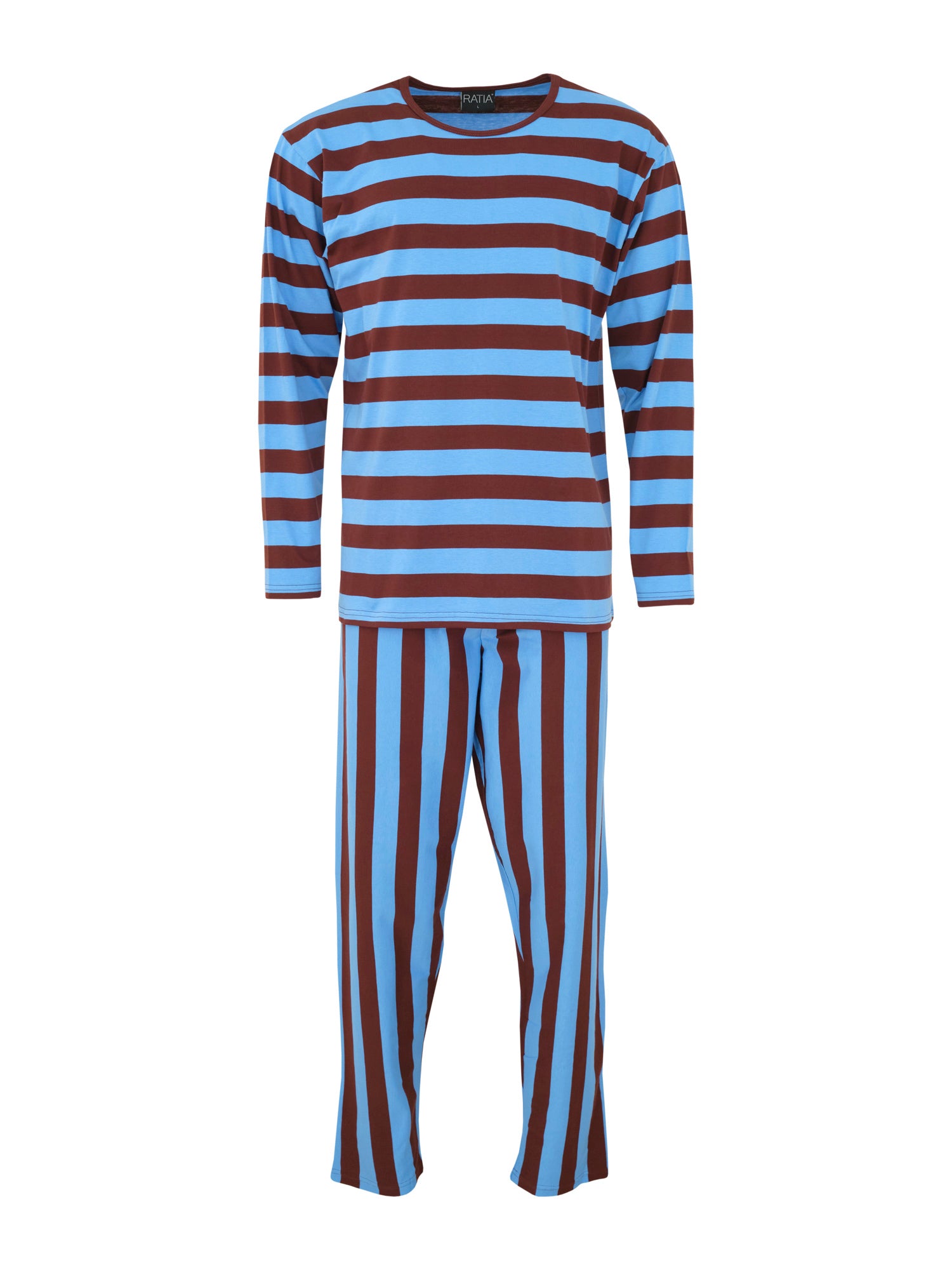 Men's Striped Pyjamas, Blue/Burgundy