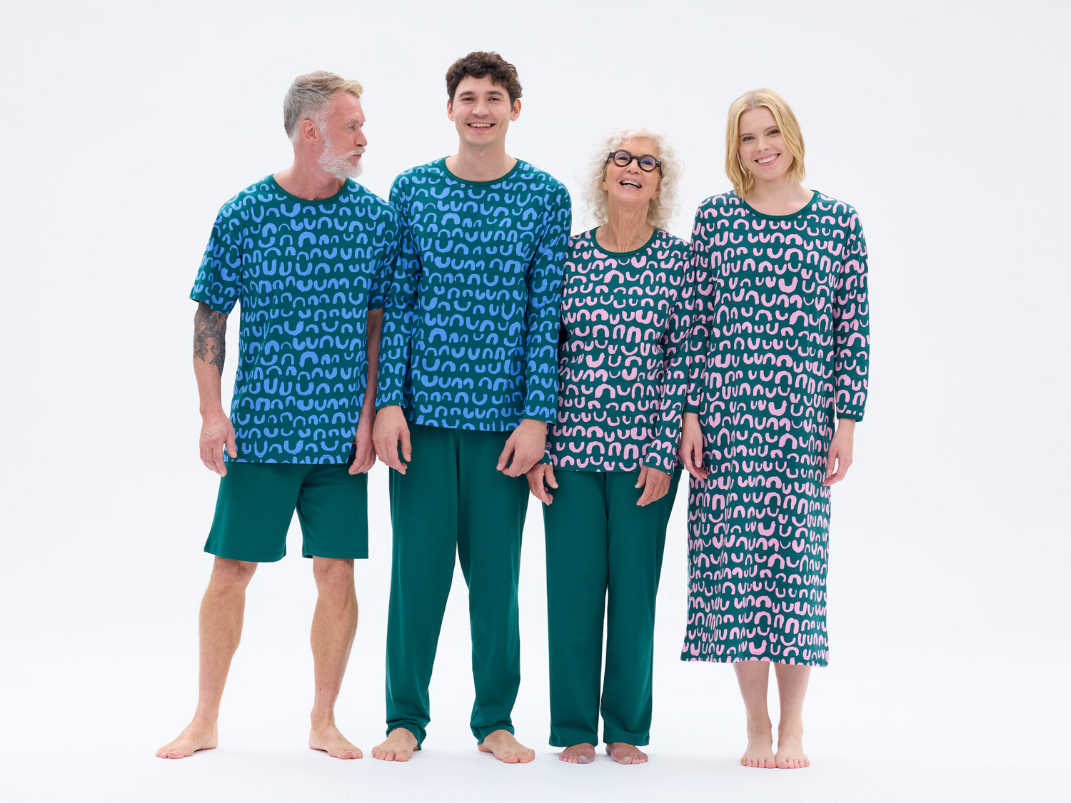 Miesten shortsipyjama Nurinkurin, Vihreä/Sininen