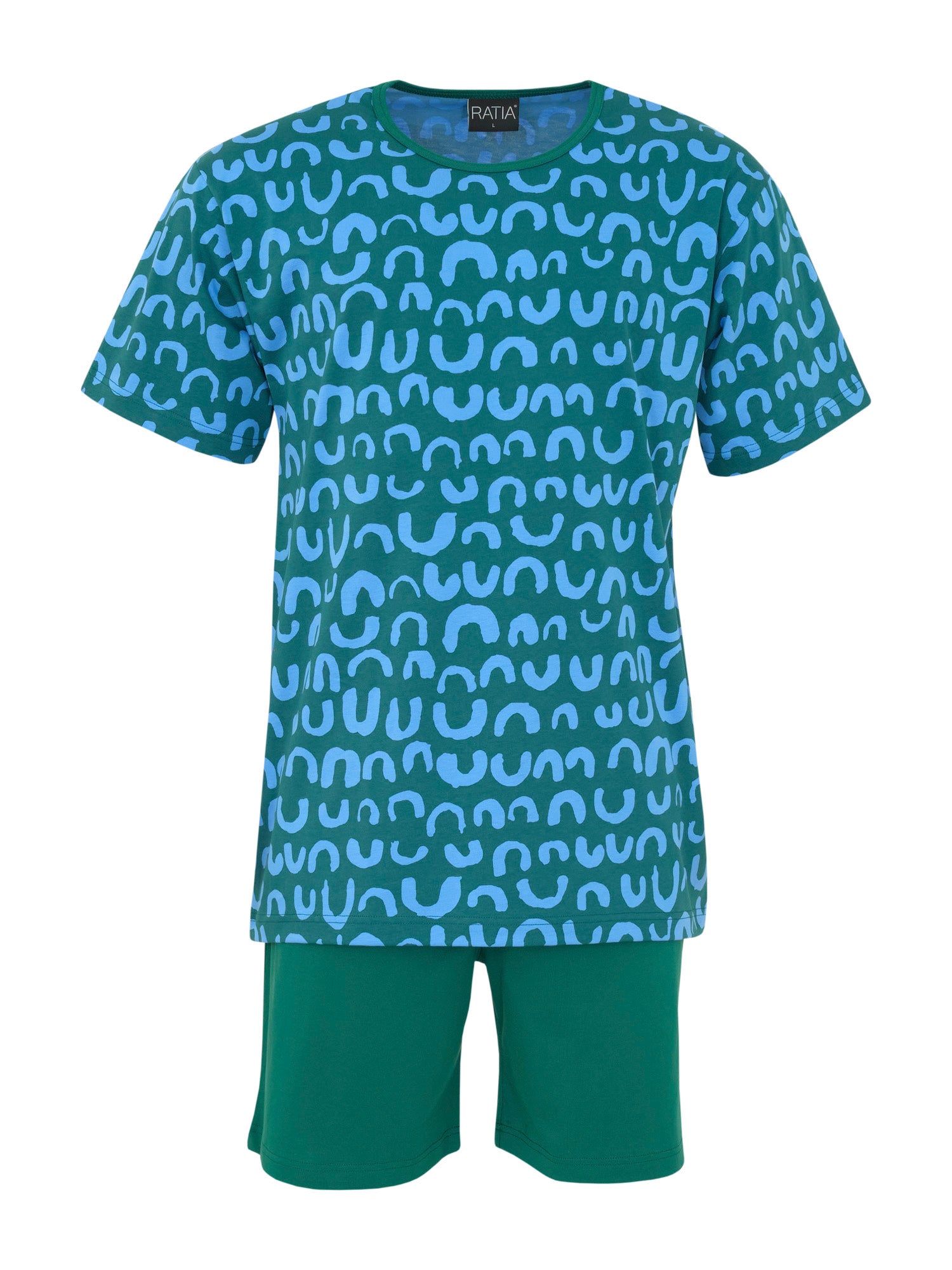 Men's short pyjamas set Nurinkurin, Green/Blue