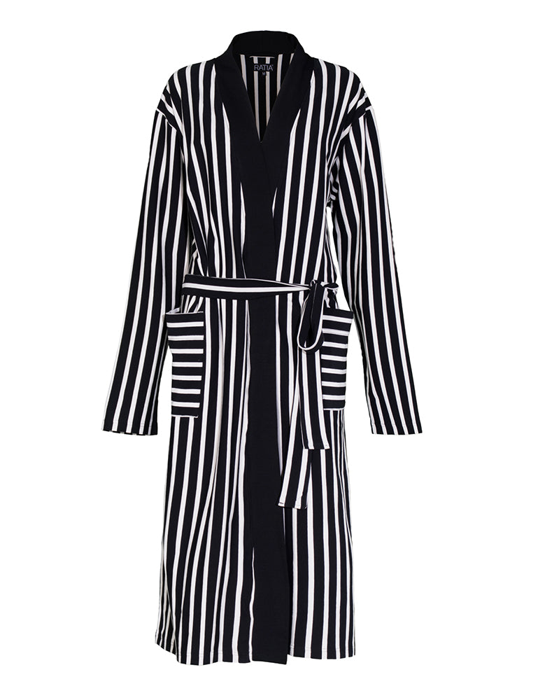 Men's Morning Gown Angelo Striped, Black/Sand
