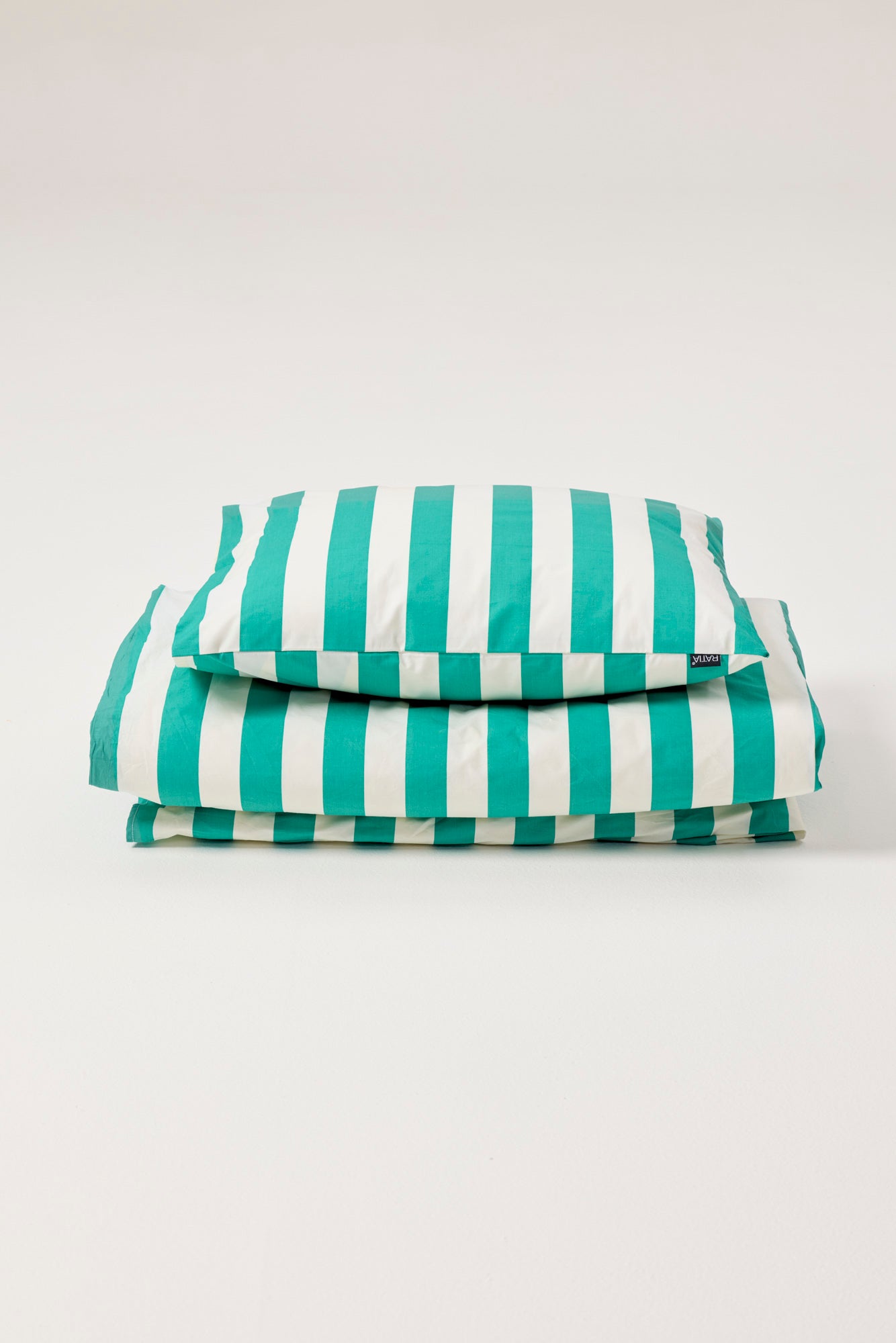 Pussilakanasetti 150 x 210 cm ja 50 x 60 cm Raita, Vihreä/Valkoinen