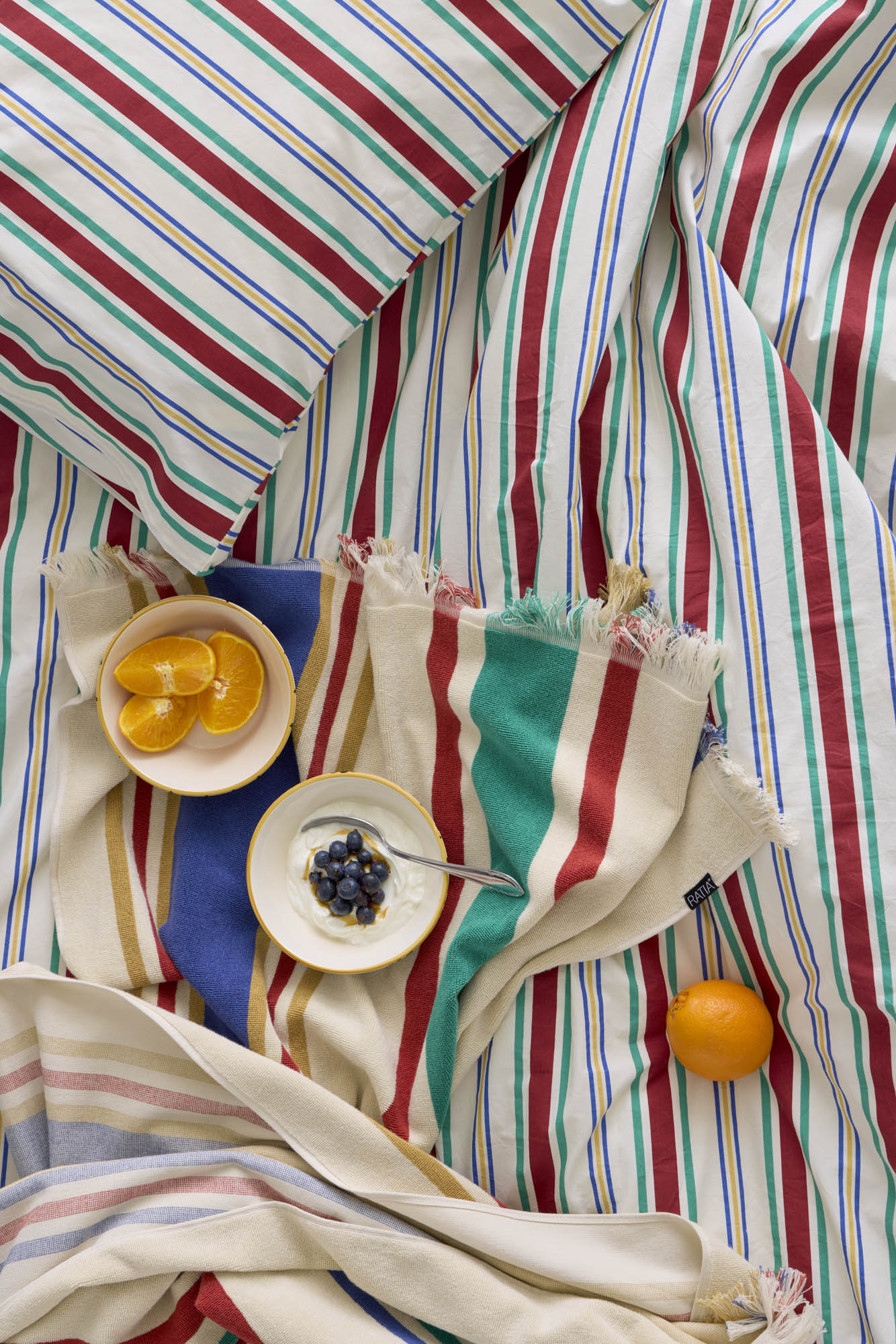 Duvet Cover Set 150 x 210 cm and 50 x 60 cm Stripe, Multicolor