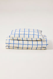 Duvet Cover Set 150 x 210 cm and 50 x 60 cm Grid, White/Blue