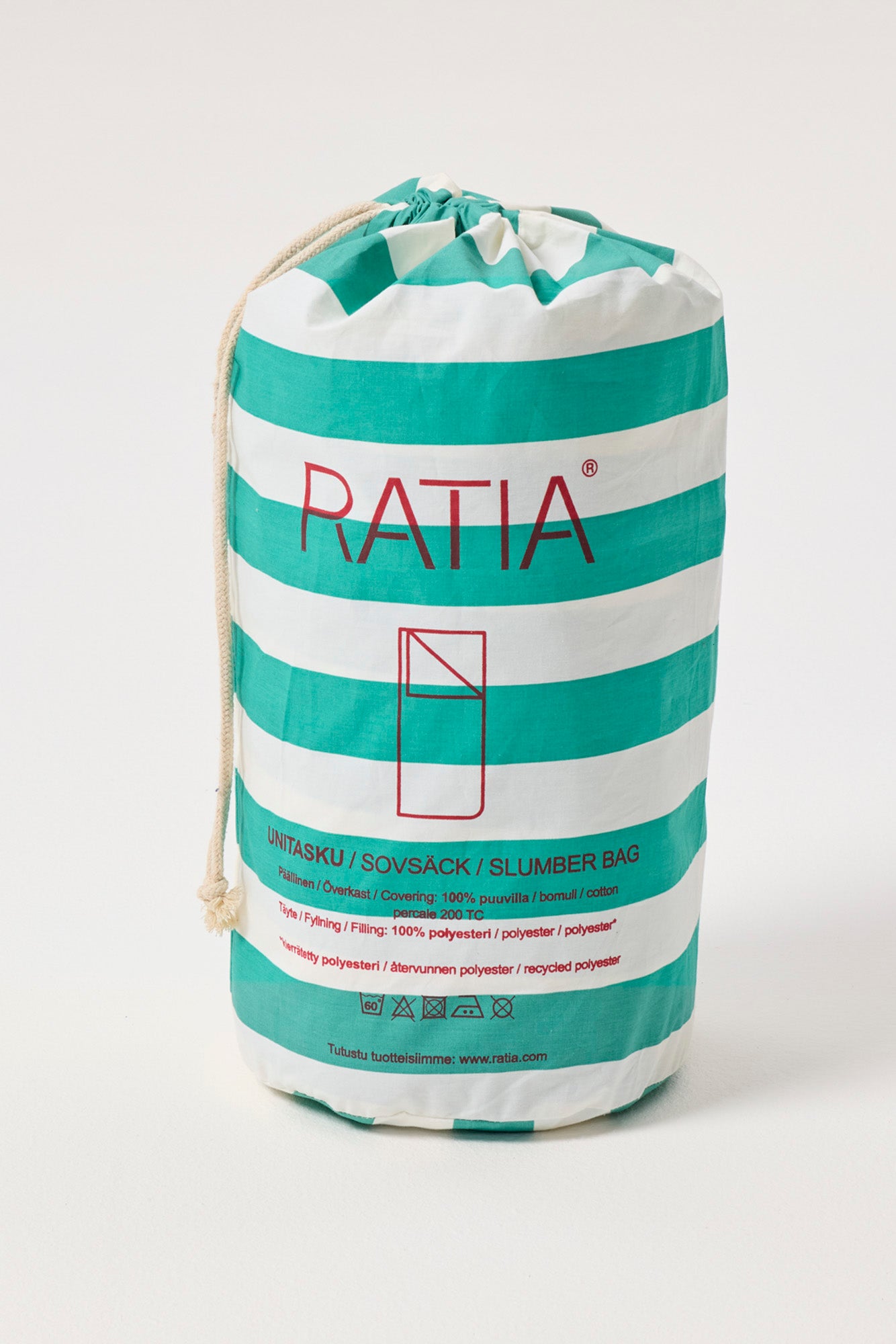 Unitasku 85 x 200 cm Raita, Vihreä/Valkoinen