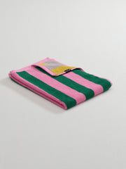 Hand Towel Double-Sided Stripe, Green/Pink/Yellow