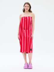 Women's Velour Saunakilt Striped, Pink/Red