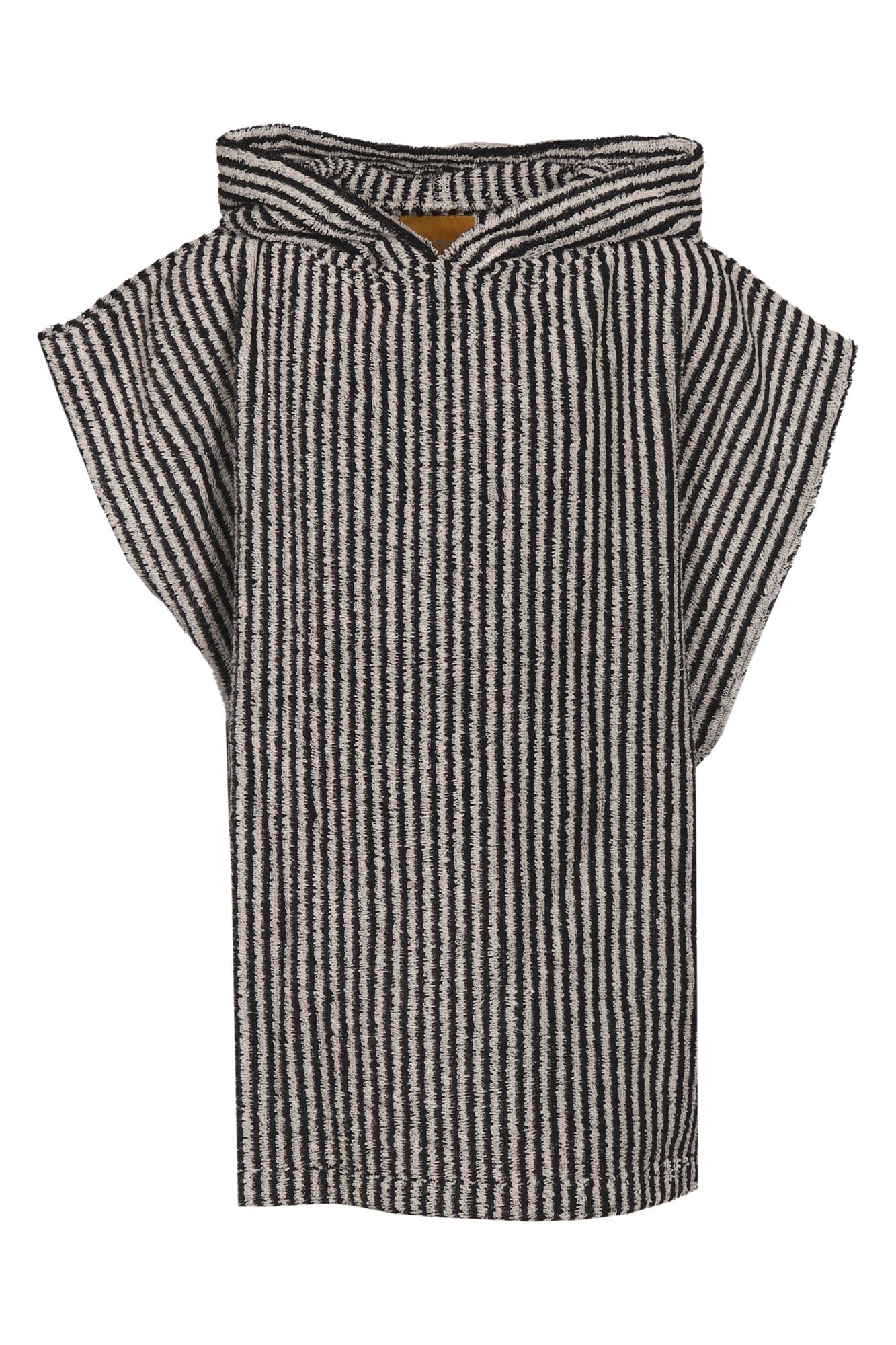 Children's Poncho Stripe, Black/Sand