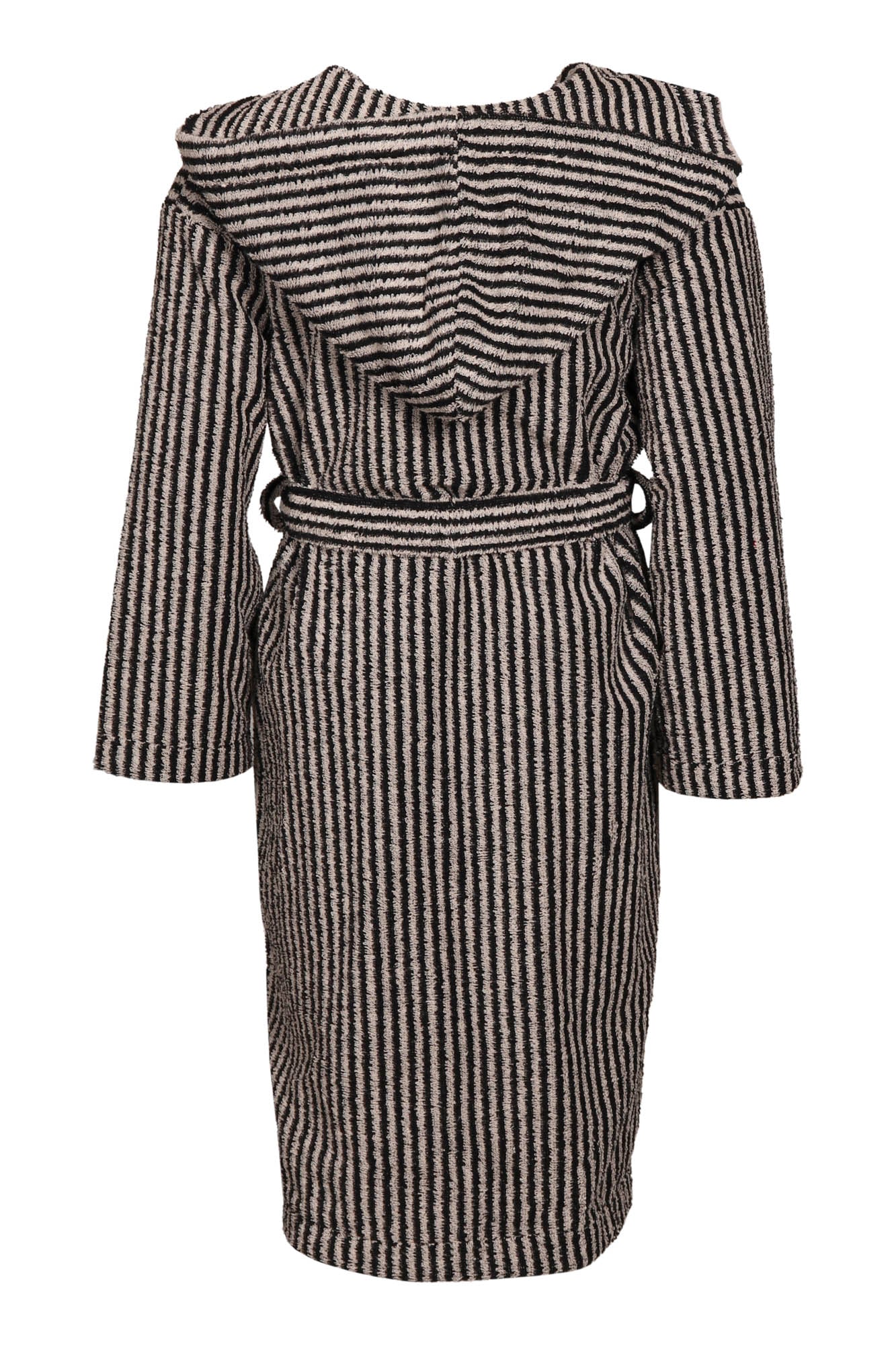 Kid's Terry Bathrobe Stripe, Black/Sand