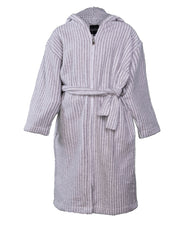 Kid's Terry Bathrobe Stripe, White/Grey