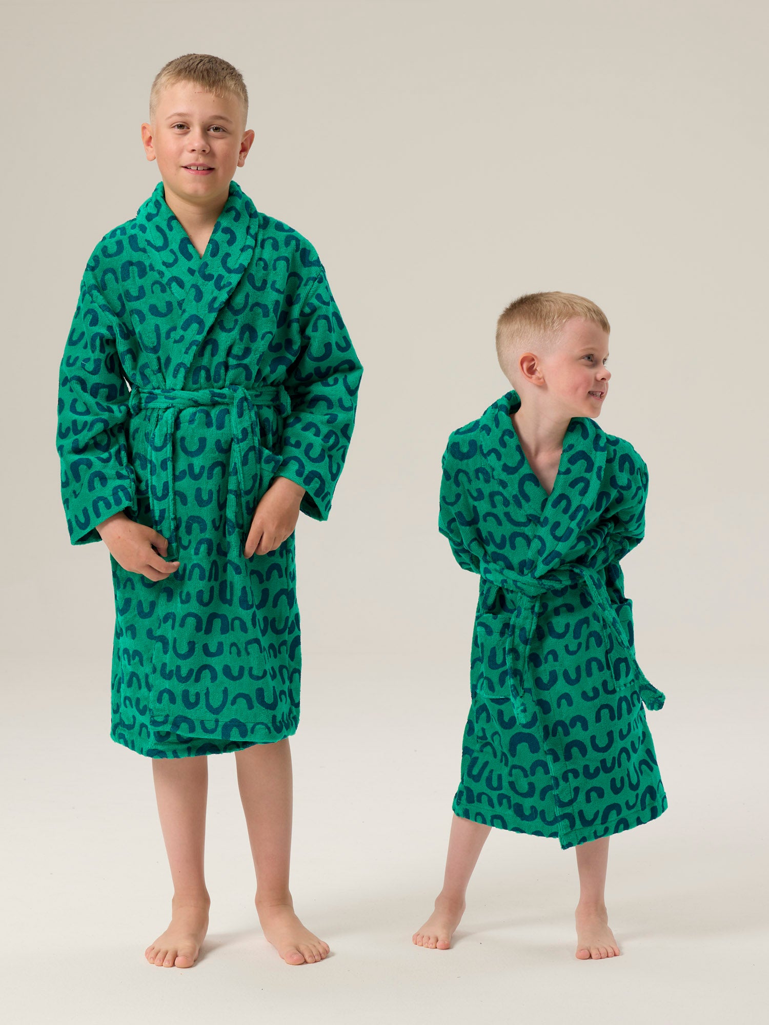 Kid's Velour Bathrobe Nurinkurin, Green/Blue