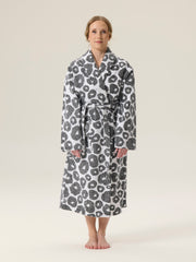 Womens Bathrobe Petal, White/Black