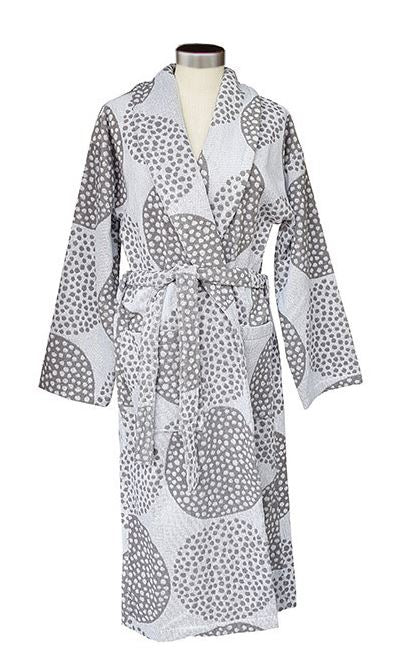 Womens Terry Bathrobe Lumipallo, White/Grey