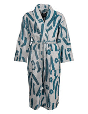 Womens Bathrobe Niitty, Grey/Blue