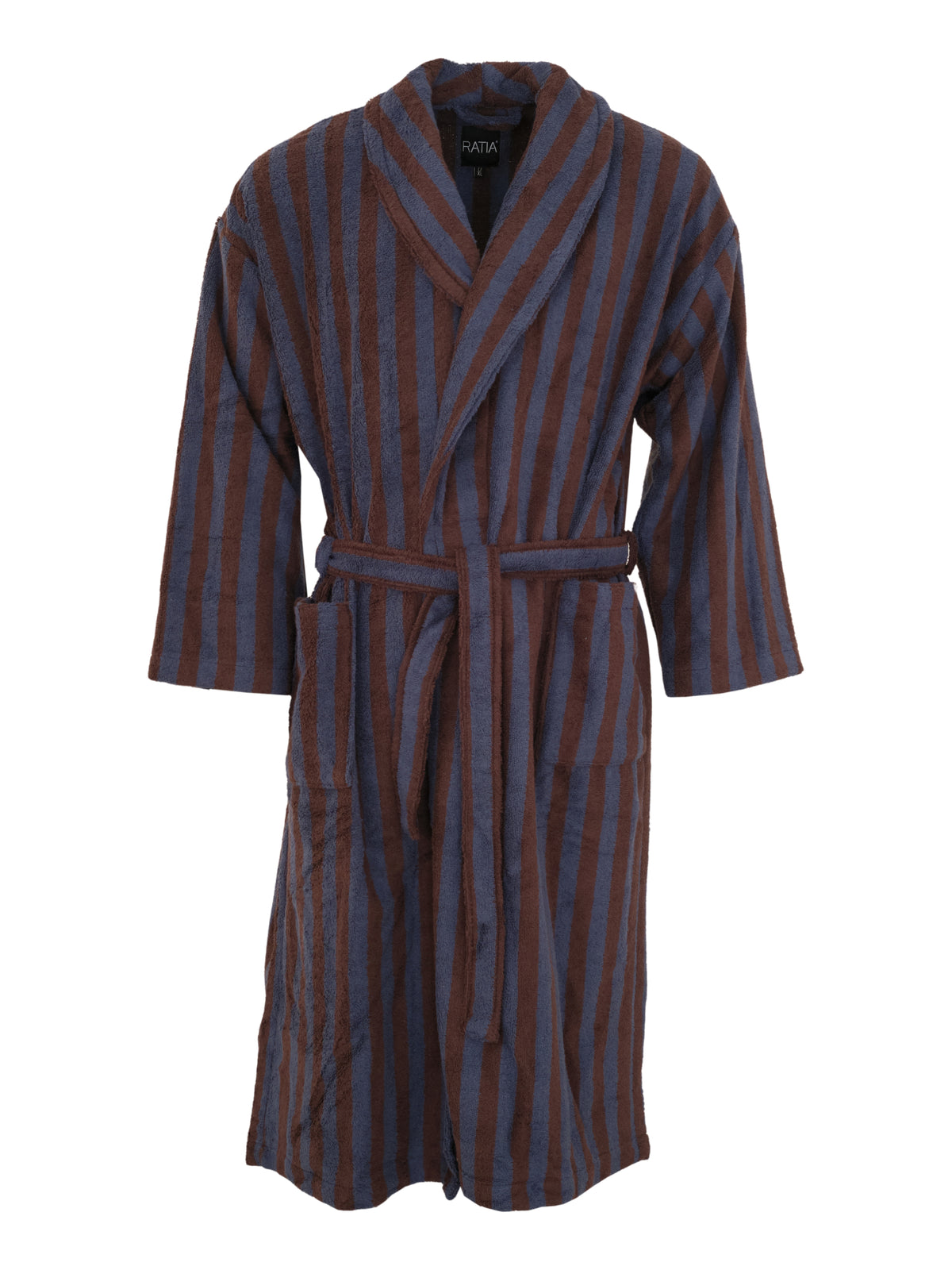 Unisex Bathrobe Stripe, Brown/Blue