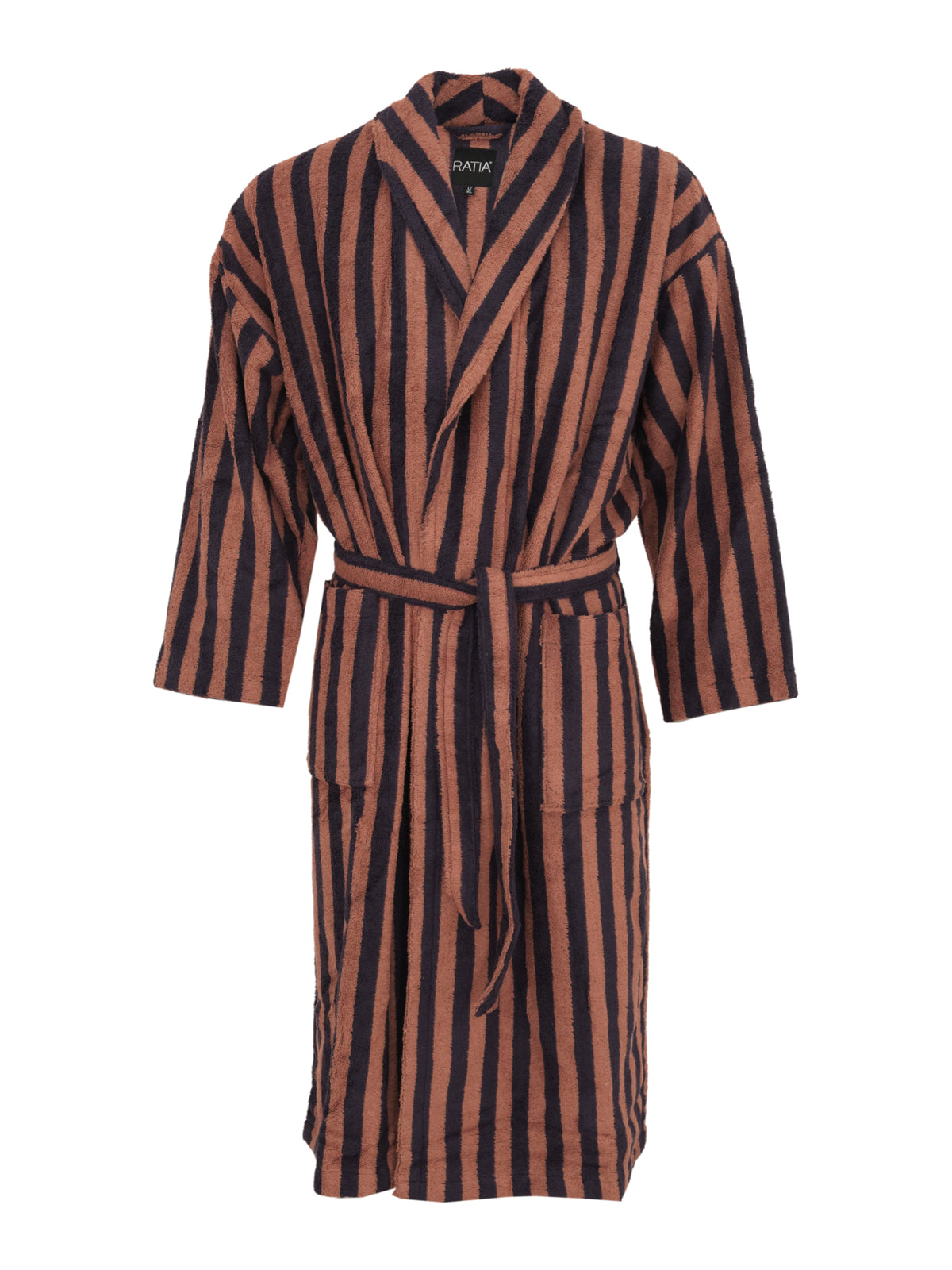 Unisex Bathrobe Stripe, Brown/Blue