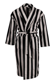 Men's Striped Bathrobe, Black/Grey