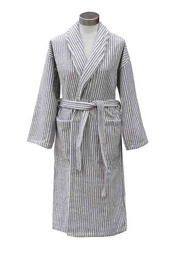 Unisex Kylpytakki Raita,  Harmaa/Valkoinen