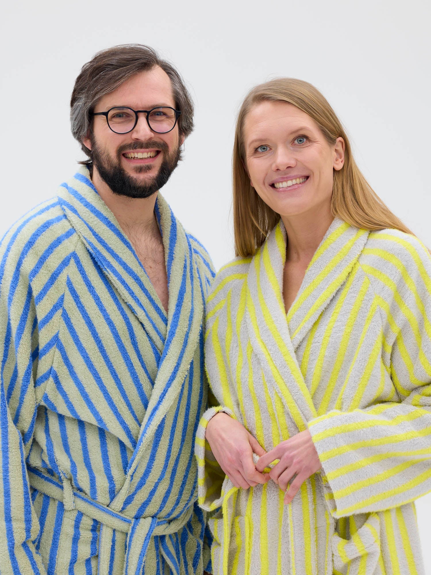 Unisex Bathrobe Stripe, Green/Blue