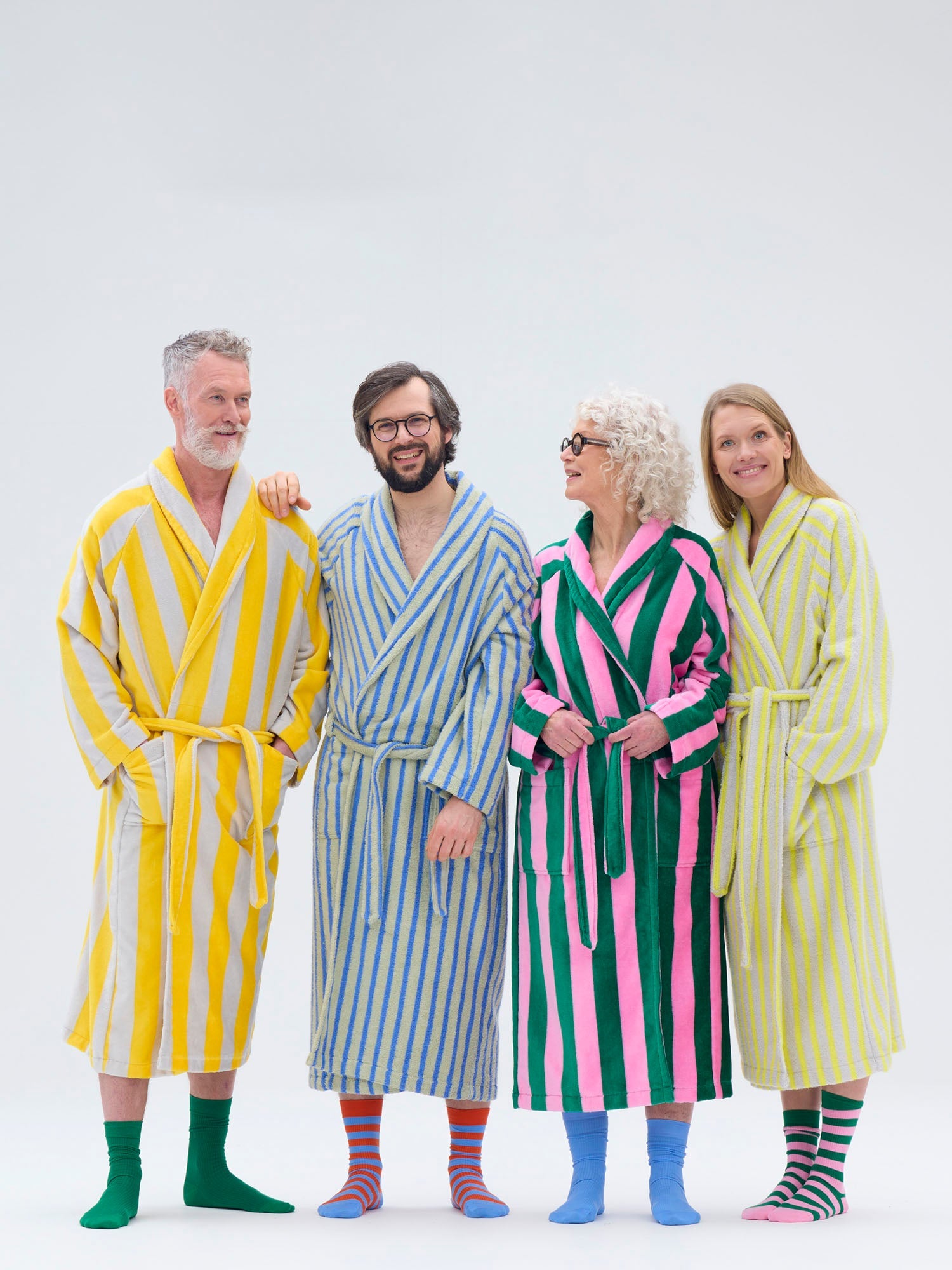 Unisex Kylpytakki Raita, Roosa/Vihreä