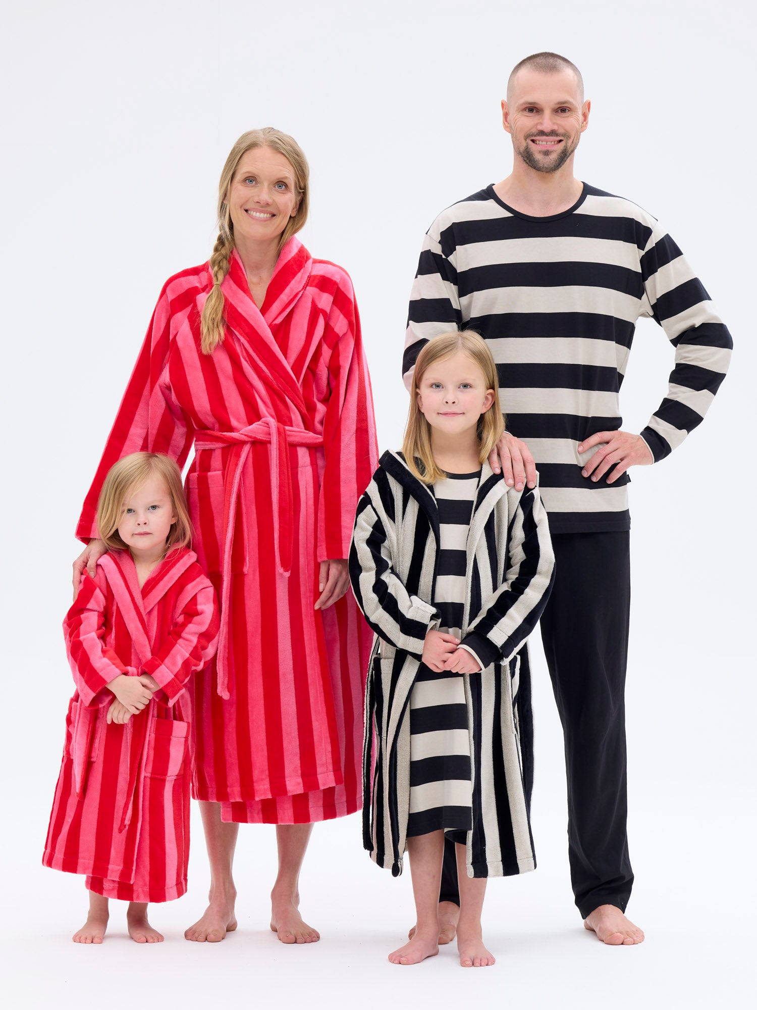 Unisex Bathrobe Stripe, Red/Pink