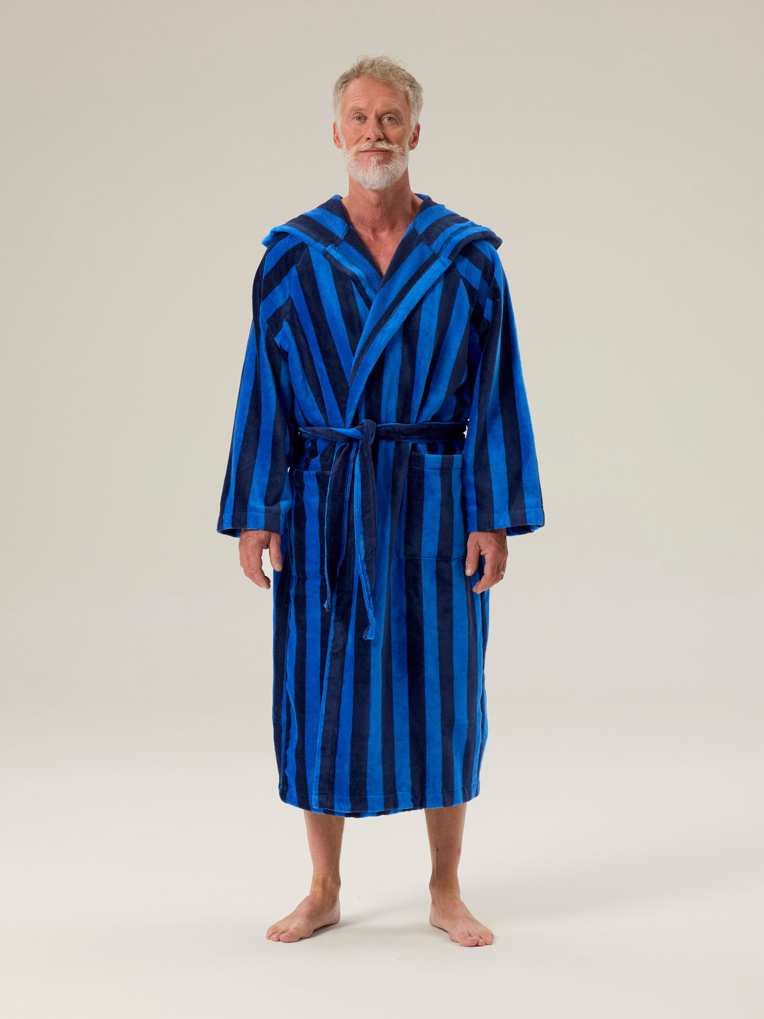 Unisex Hupullinen kylpytakki Raita, Sininen