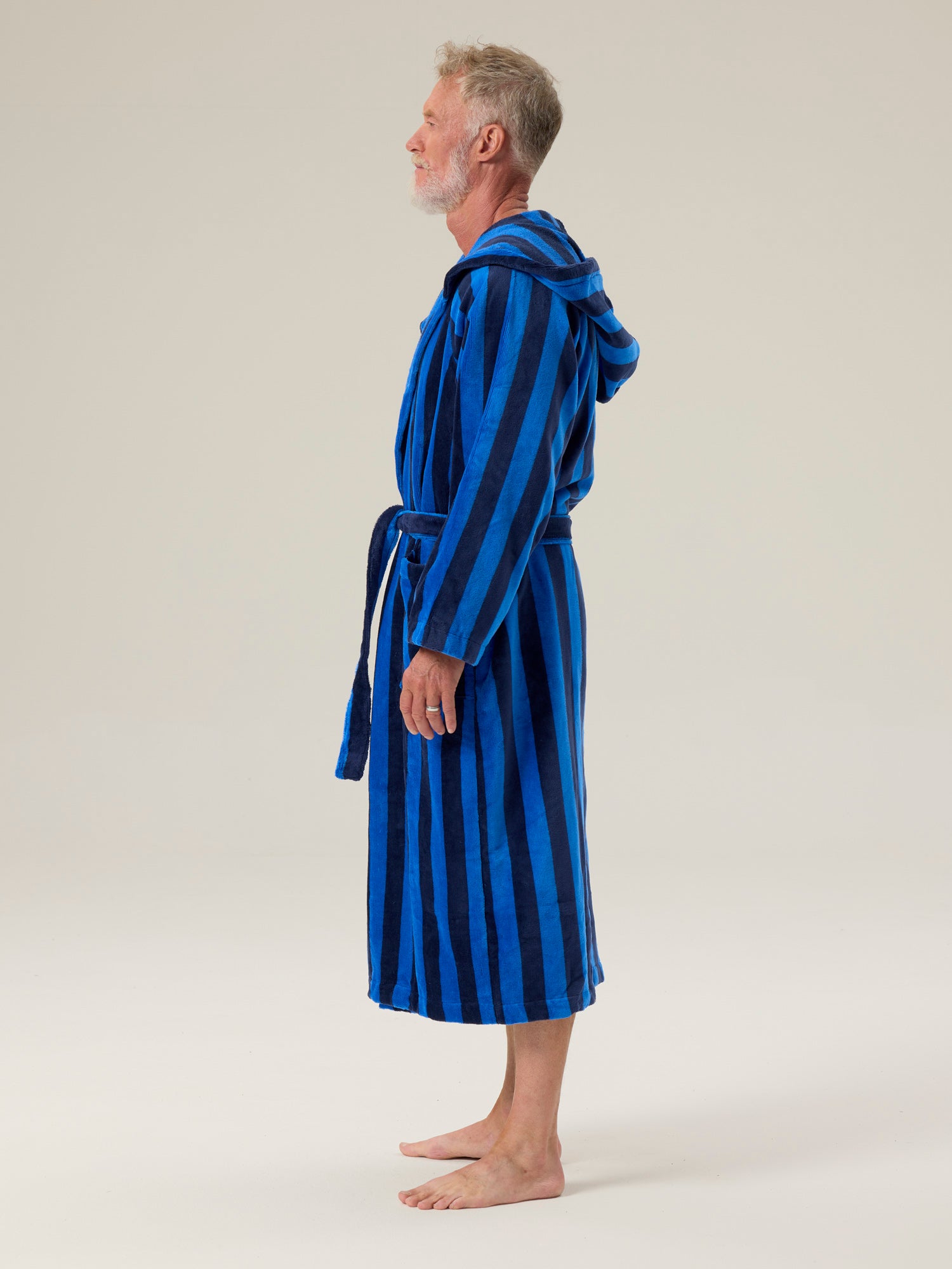 Unisex Hupullinen kylpytakki Raita, Sininen