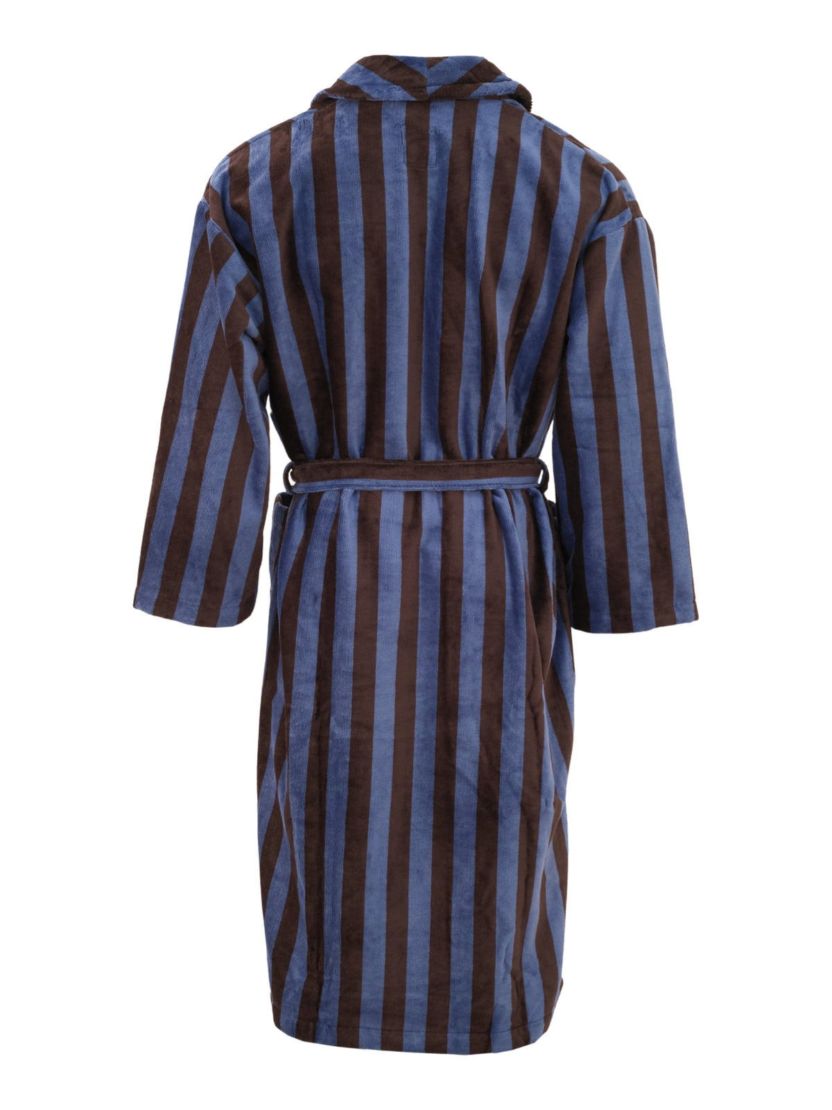 Unisex Bathrobe Stripe, Blue-Grey/Brown