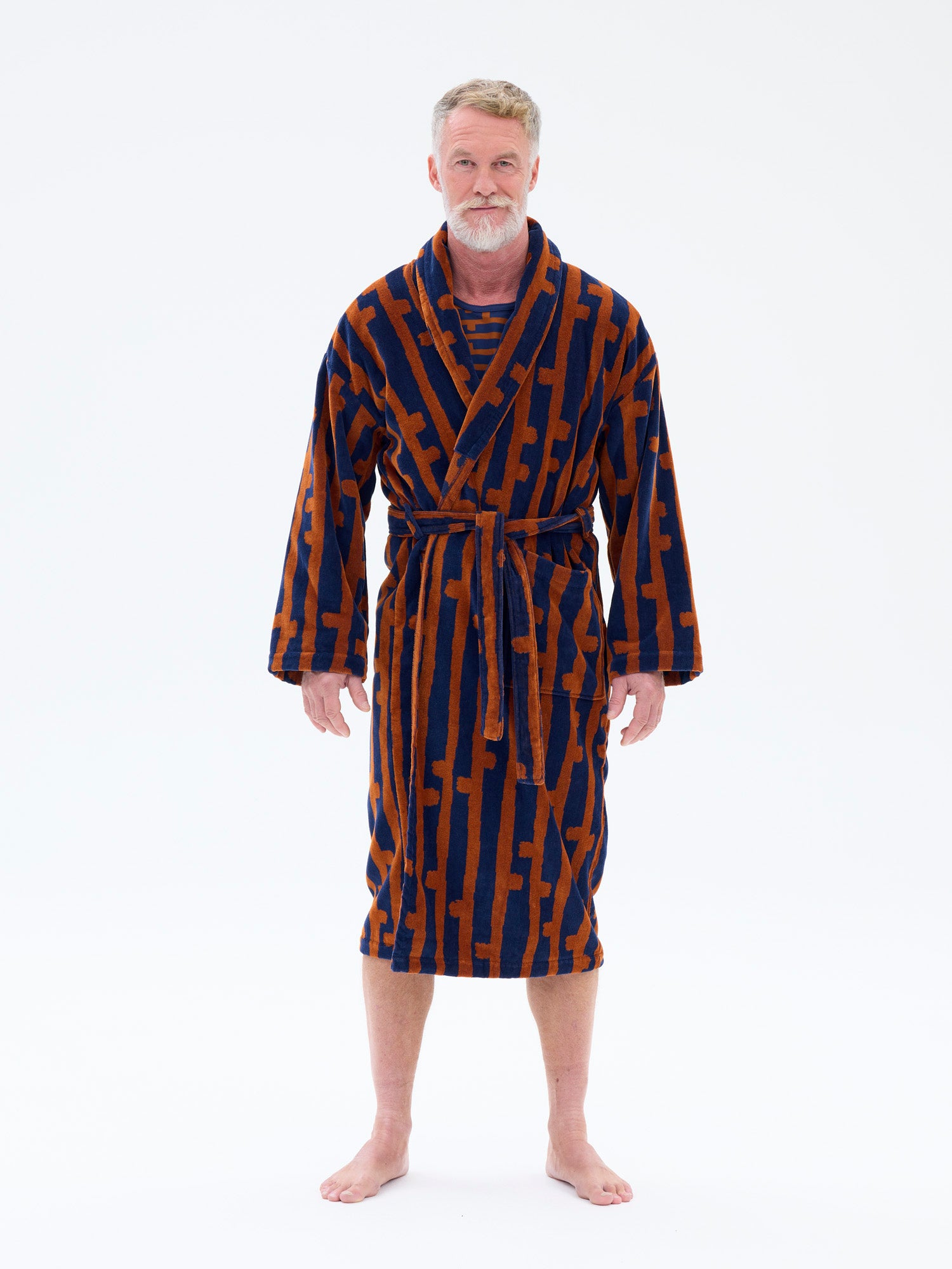 Unisex Bathrobe Paju, Blue/Copper