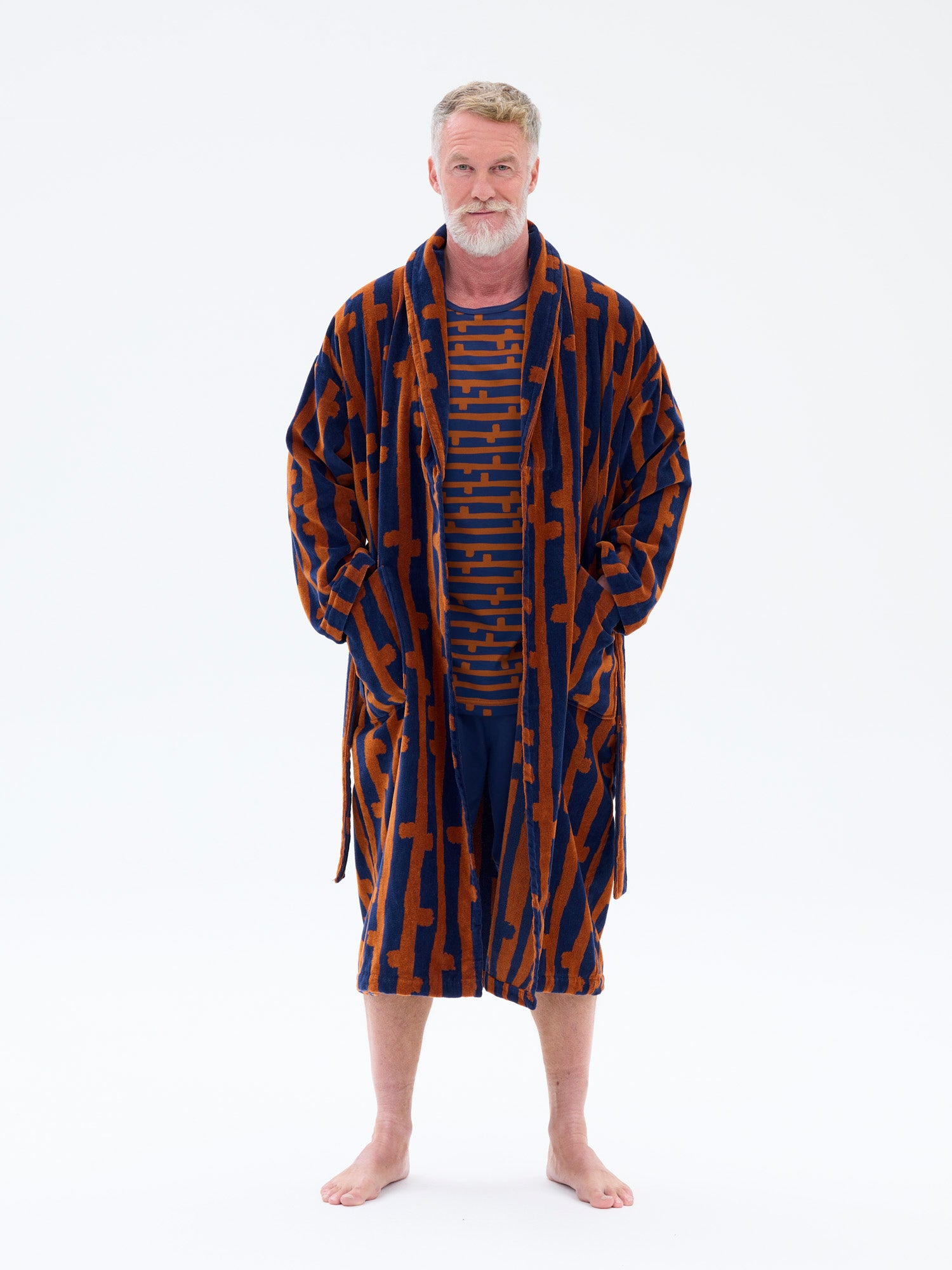 Unisex Bathrobe Paju, Blue/Copper