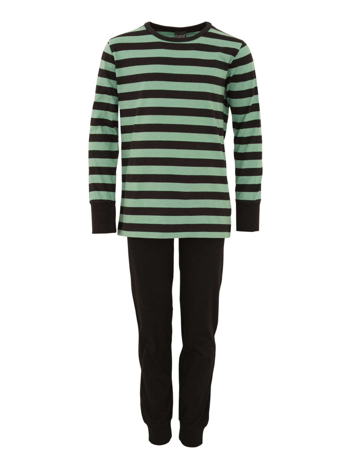 Childrens Pajamas Striped, Green/Black
