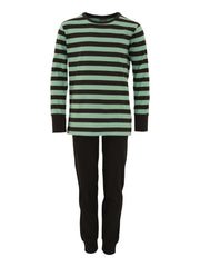 Childrens Pajamas Striped, Green/Black